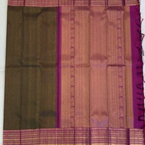 A Brown and Pink Kanjeevaram Saree