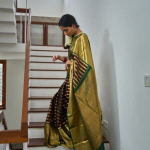 A Classic Brown and Green Saree