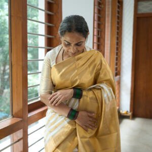 A Classic Ivory and Gold Saree