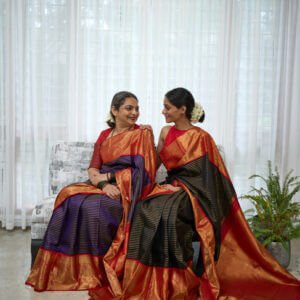 A Classic Red & Black Kanjeevarm Saree