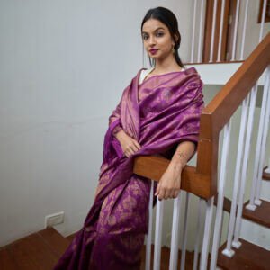 A Graceful Purple Kanjeevaram Saree