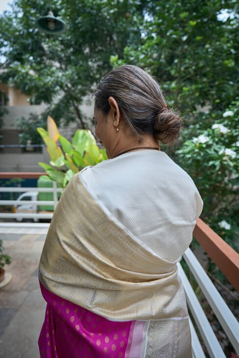 A Pink and White Heritage Kanjeevaram Saree