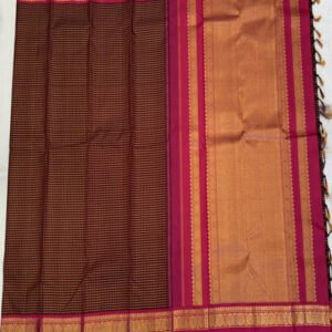 A Traditional Coffee Brown and Pink Kanjeevarm Saree