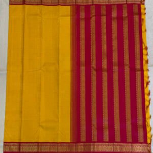 A Traditional Yellow and Pink Kanjeevarm Saree